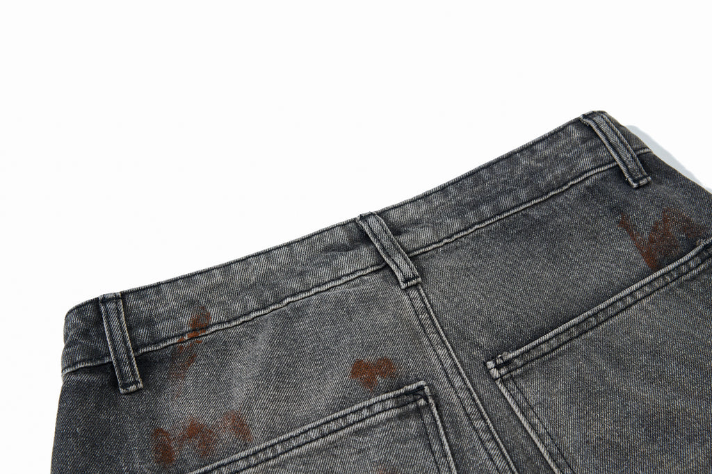 Unisex Vintage Washed Graffiti Denim Pants