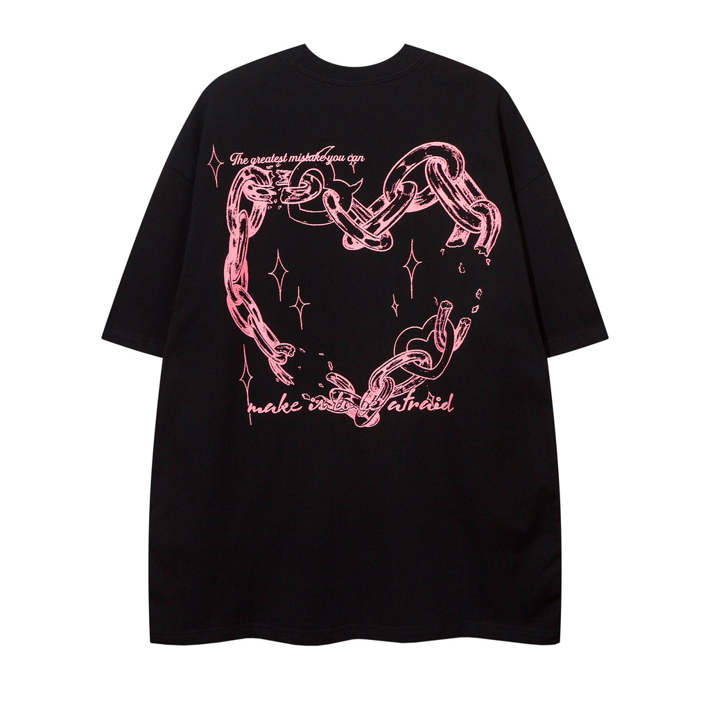 DONOTLOGO Bold Pink & Black Gradient Graphic Tee | Unisex Y2K Oversized Streetwear Top | Retro Anime Style Summer Shirt