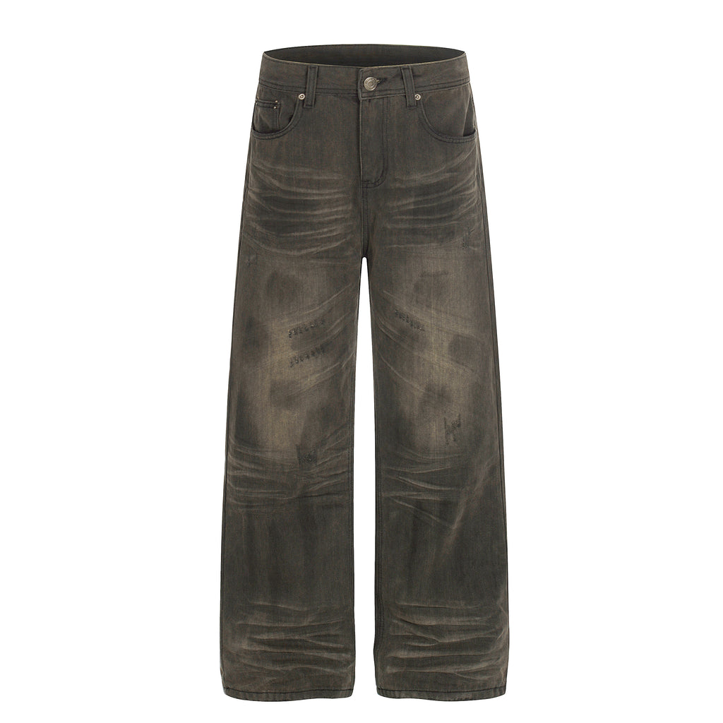 DONOTLOGO Urban Heritage Collection | Unisex Oversized Oil-Washed Denim | Retro Aesthetic High-Rise Wide-Leg Bottoms with Authentic 3D Pleat Detail 设计亮点：