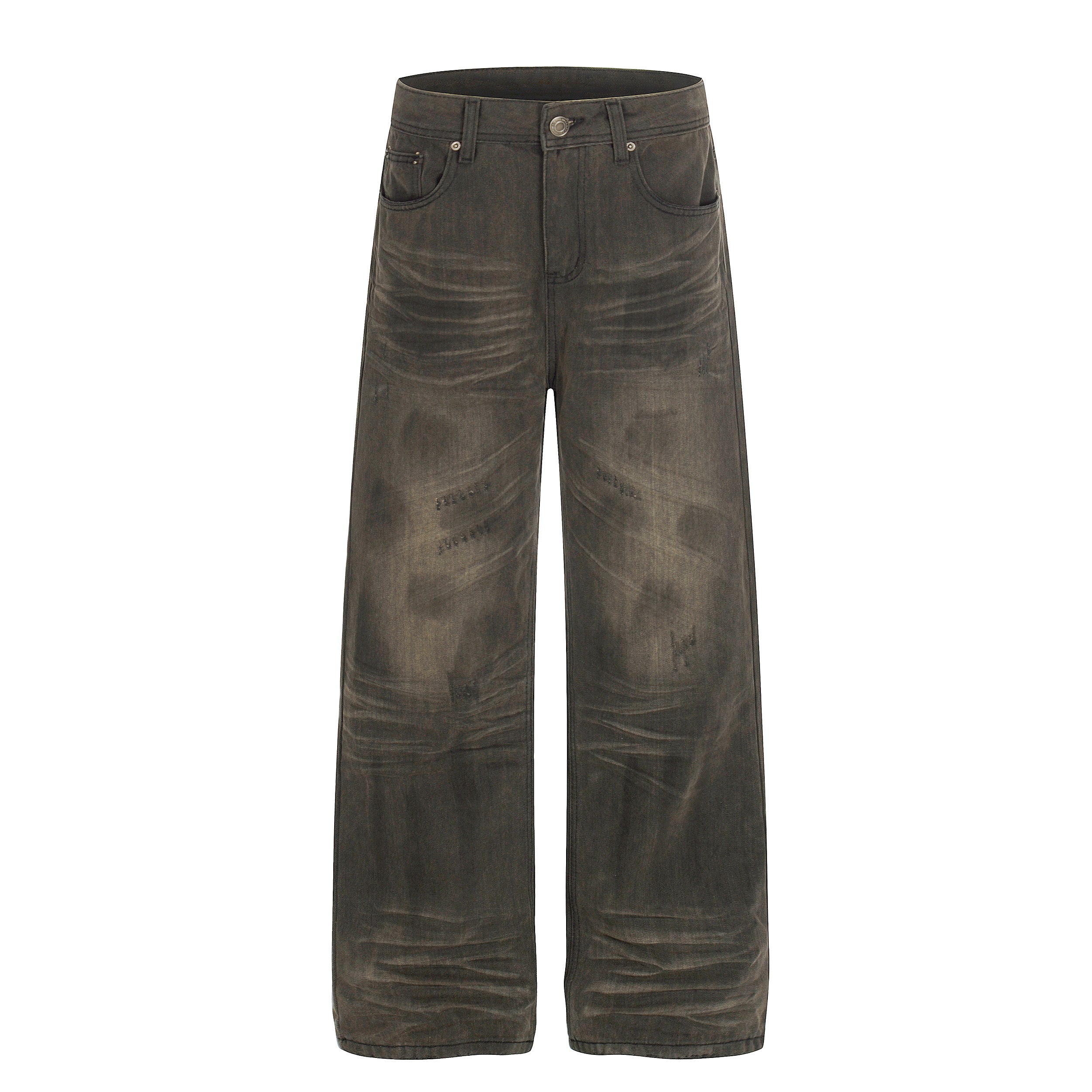 DONOTLOGO Urban Heritage Collection | Unisex Oversized Oil-Washed Denim | Retro Aesthetic High-Rise Wide-Leg Bottoms with Authentic 3D Pleat Detail 设计亮点：