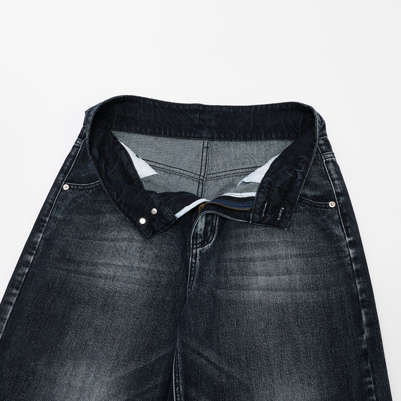 DONOTLOGO Urban Edge Collection | Unisex Relaxed Fit Denim Shorts | Bold Cat Whisker Seaming & Faded Wash Finish with Classic Cotton Denim Fabric