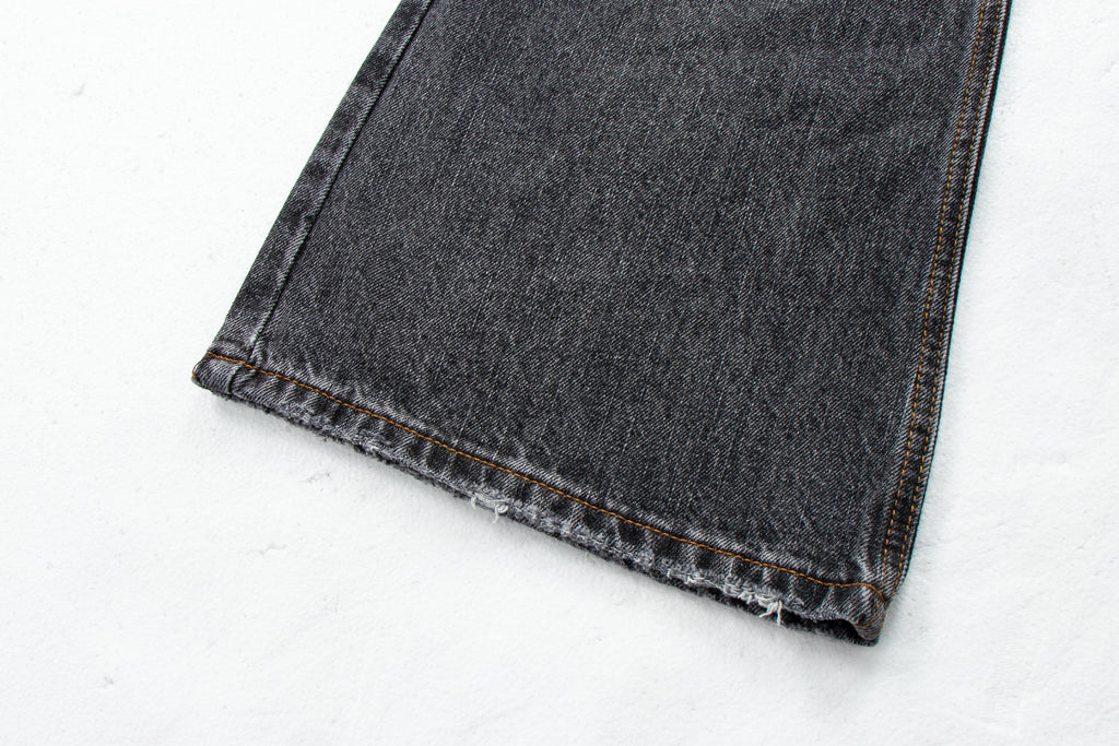 Vintage Washed Whiskered Black & Gray Distressed Flared Jeans