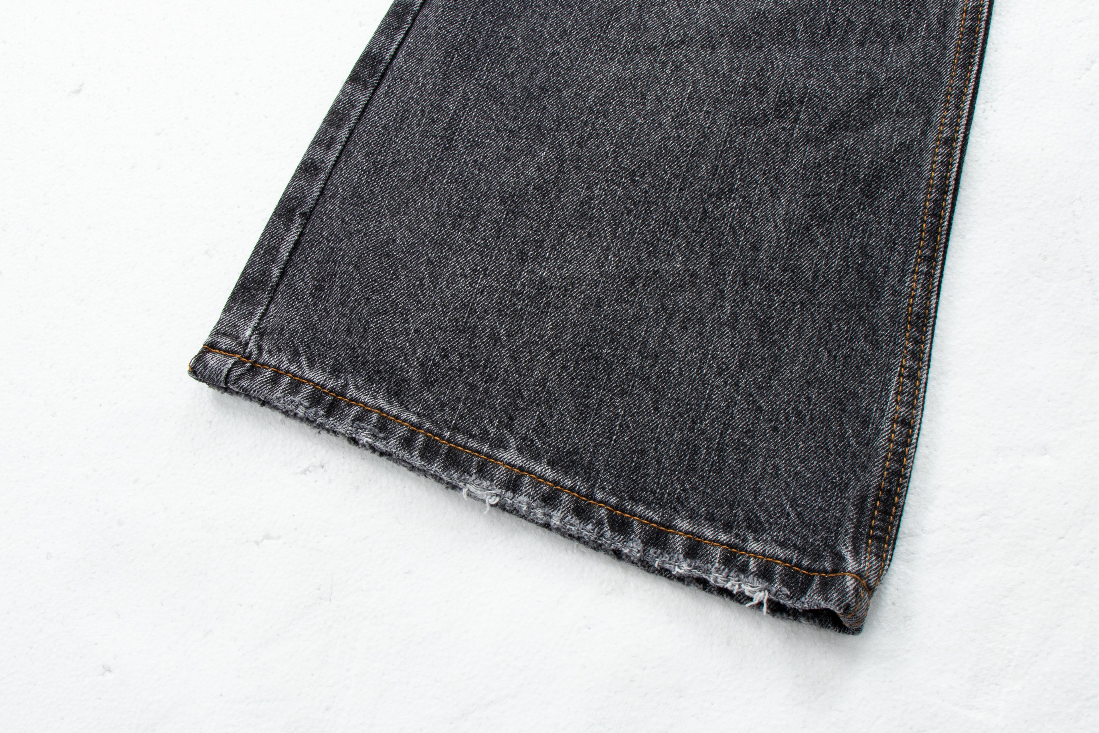Vintage Washed Whiskered Black & Gray Distressed Flared Jeans