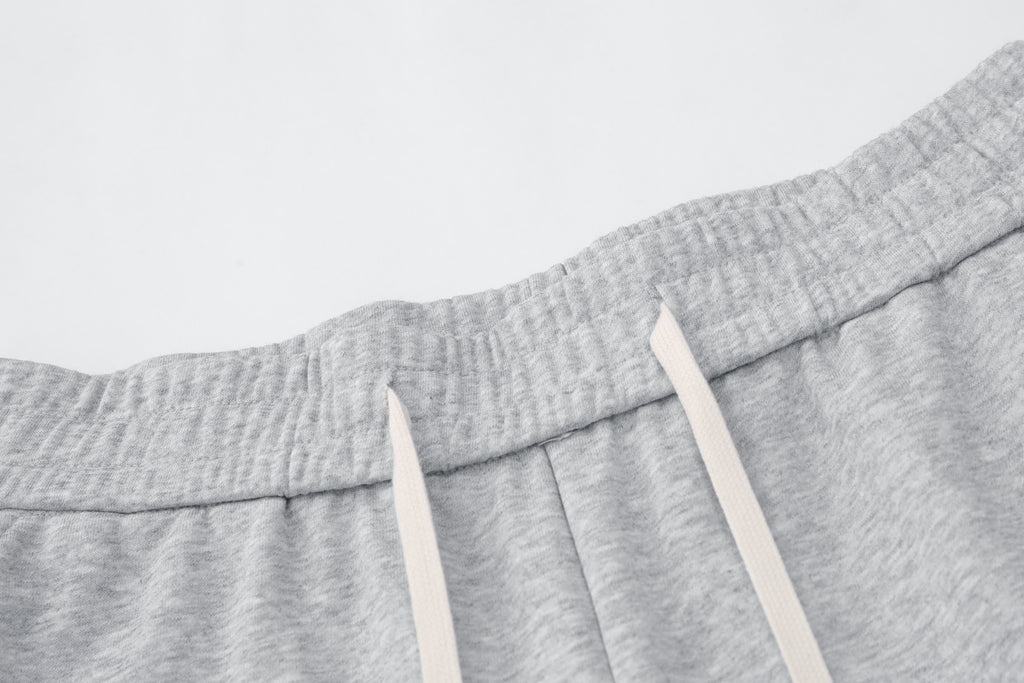 DONOTLOGO Oversized Grey Utility Shorts | Unisex Drawstring Cargo Capris | Streetwear Baggy Sweatshorts with Zipper Detail