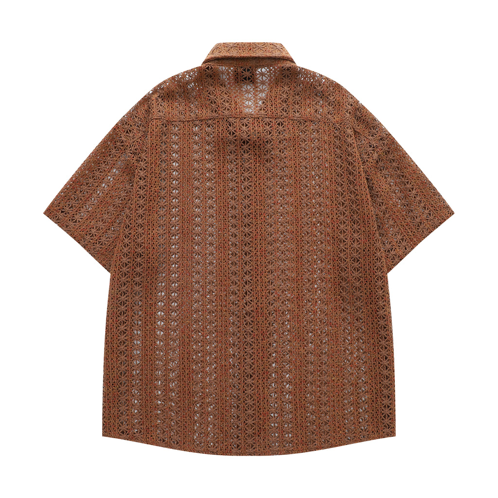 DONOTLOGO Unfailing Retro Knitwear | Unisex Oversized See-Through Lace Shirt | Boho Chic Summer Layering Piece