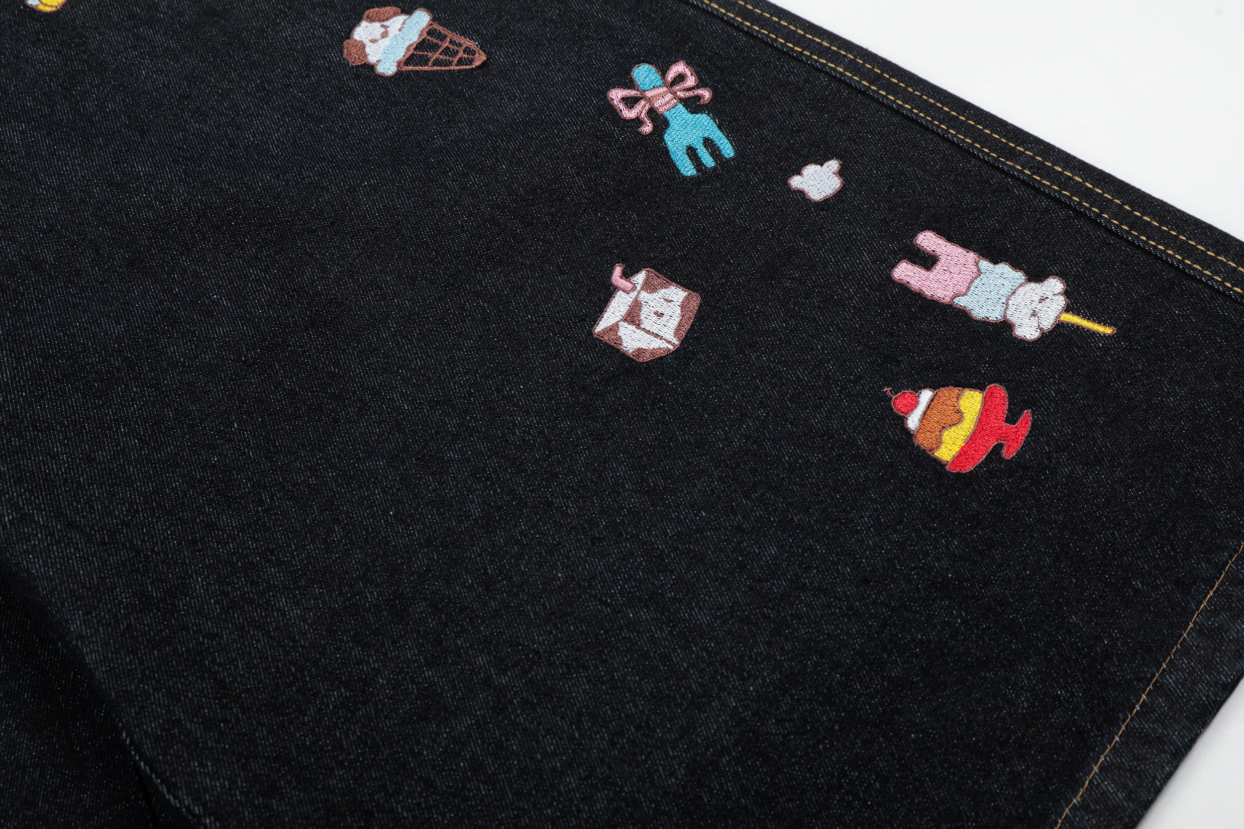 Unisex Cartoon Embroidered Denim
