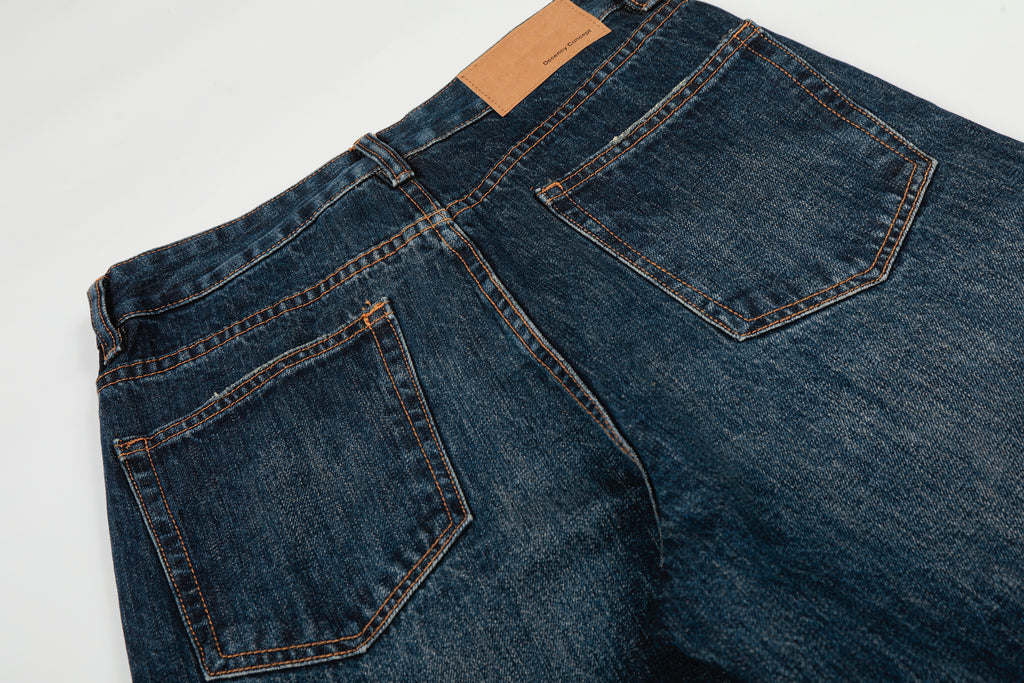 DONOTLOGO Urban Heritage Collection | Unisex Oversized Cat Whisker Denim | Retro Aesthetic High-Rise Wide-Leg Bottoms with Authentic Fade Detail