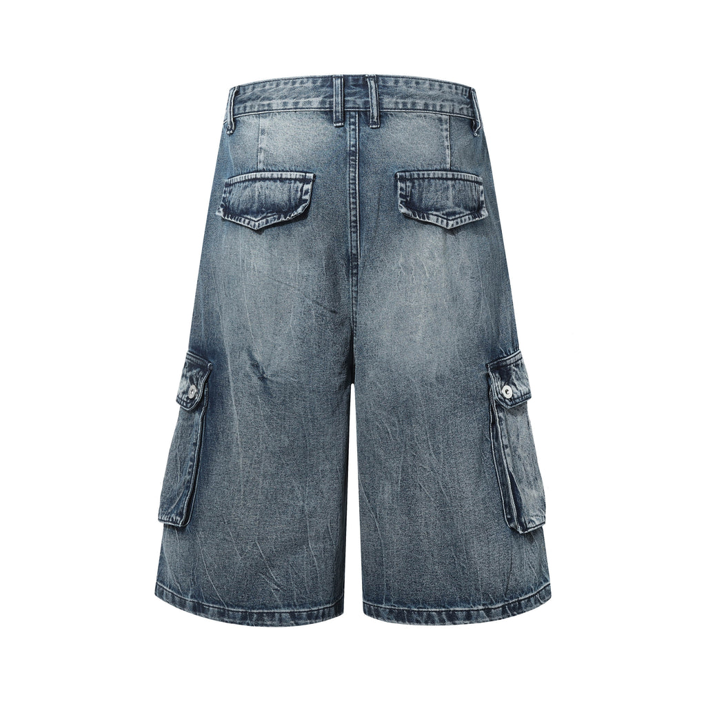 DONOTLOGO Unisex Cargo Denim Shorts | Drawstring Waist, Dark Wash | Loose Fit Summer Must-Have