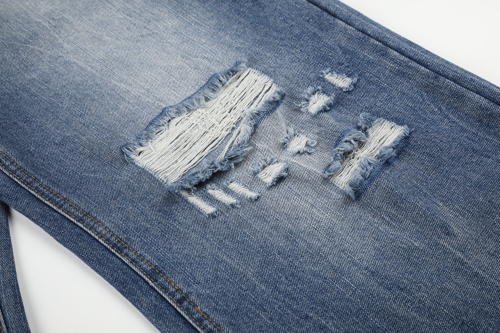 DONOTLOGO Urban Edge Collection | Unisex Relaxed Fit Denim Jeans | Bold Cat Whisker Seaming & Faded Wash Finish with Classic Cotton Denim Fabric