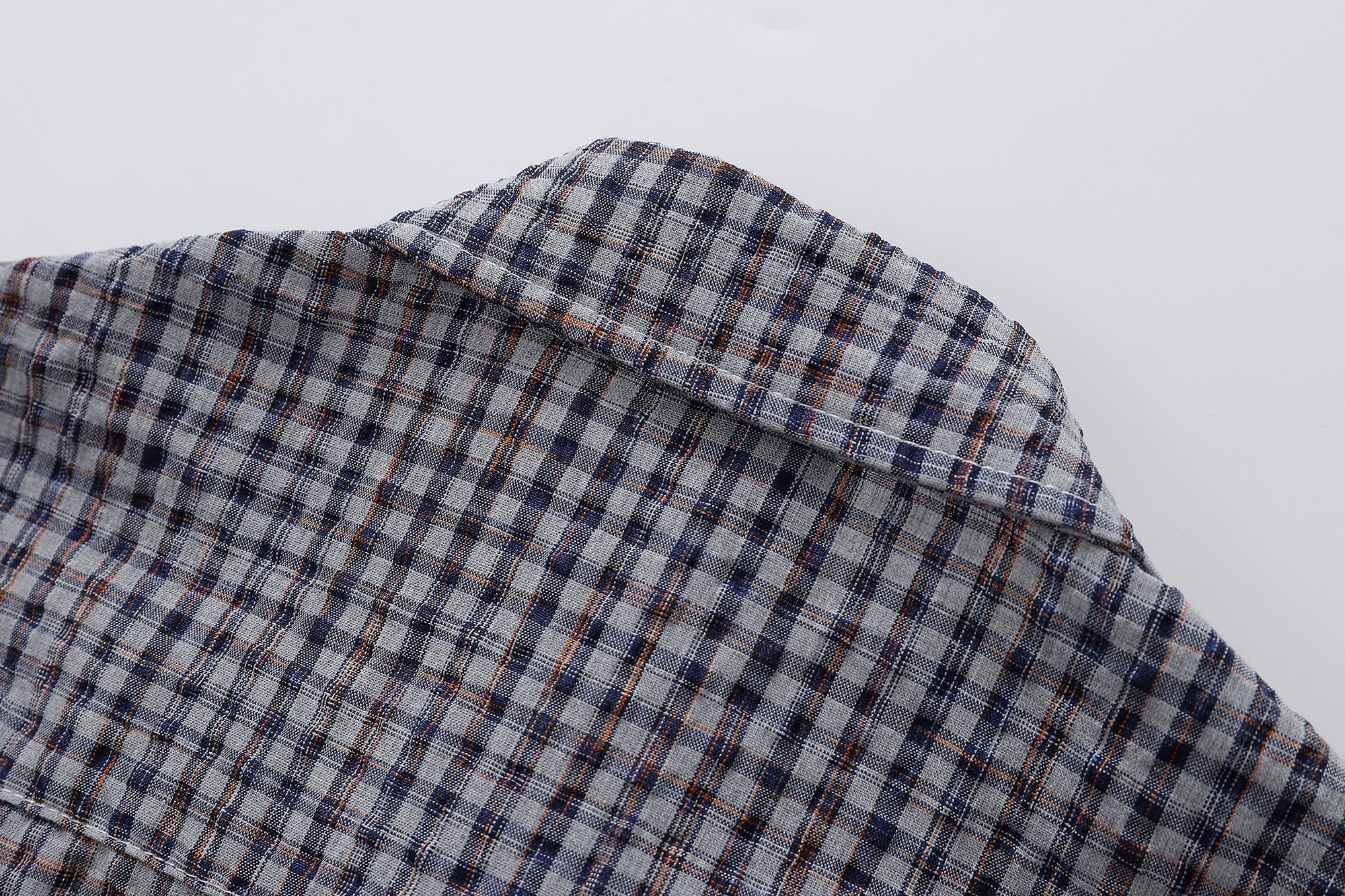 Unisex Loose Street Seersucker Plaid Ruffle Tee