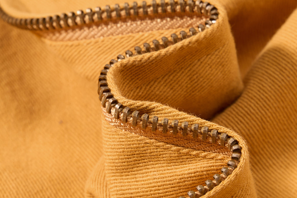 DONOTLOGO Retro Air Force Aesthetic | Unisex Heavyweight Cotton Bomber | Mustard Tone Workwear Jacket with Vintage Badge Details & Ribbed Trim