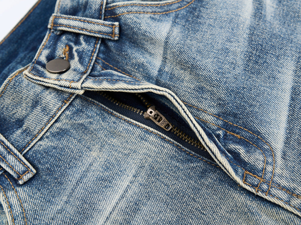 DONOTLOGO Oversized Light Wash Denim Jeans - Unisex Baggy Trousers with Distressed Whisker Effect - Edgy Streetwear Bottom with Wide Leg Silhouette & Raw Hem