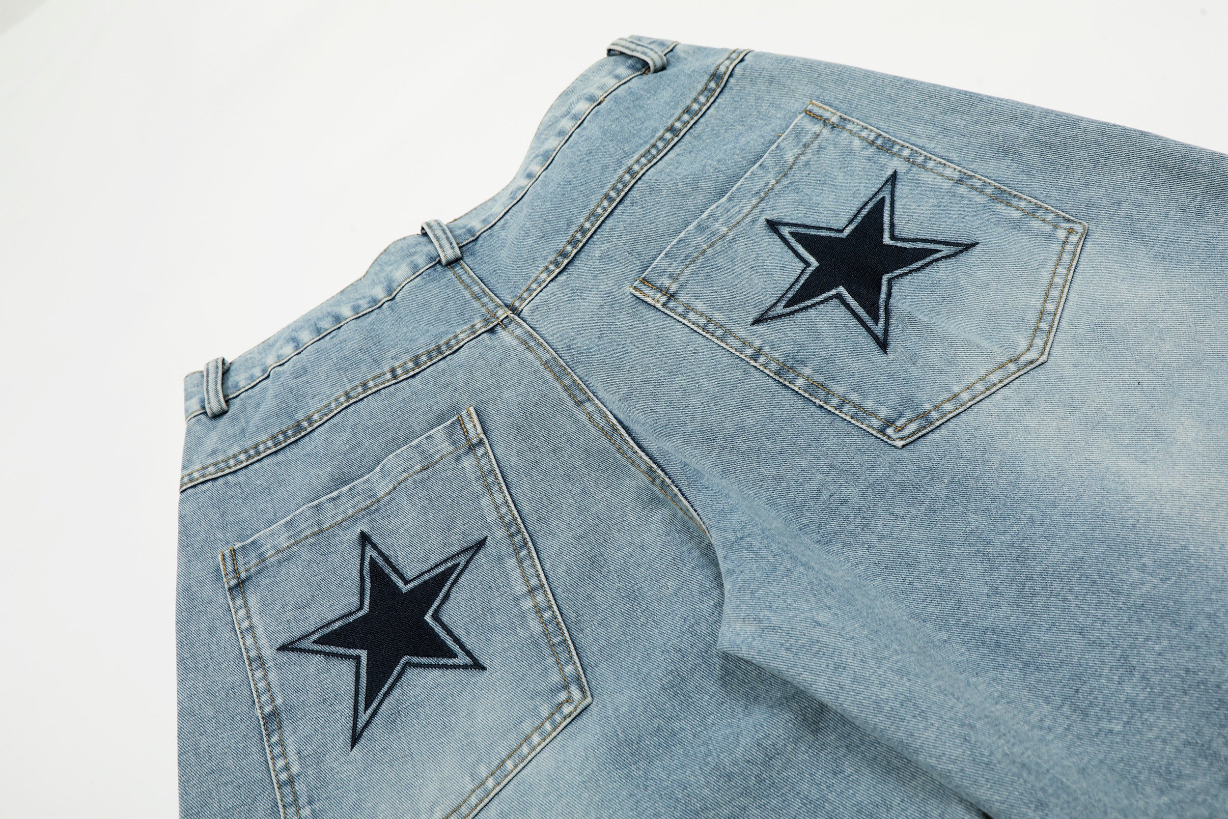 DONOTLOGO Urban Streetwear Collection | Unisex Relaxed Silhouette Jeans | Bold Number & Star Motif & Soft Denim Fabric
