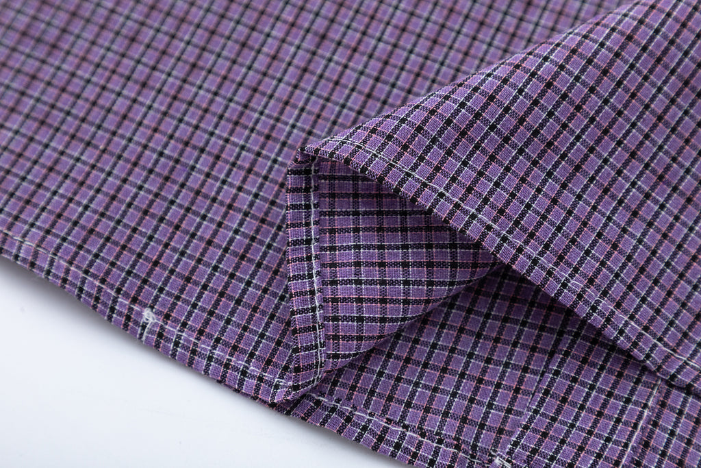 DONOTLOGO Unisex Purple Plaid Shirt & Braided Tie Set | Loose Fit, Vintage Preppy | Summer Essential