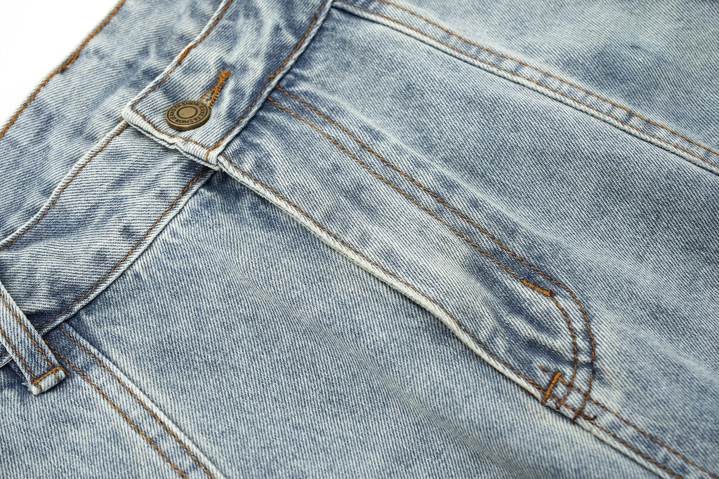 DONOTLOGO Deconstructed Wide Leg Denim Jorts - Raw Edge Patchwork Jean Shorts - Unisex Y2K Grunge Aesthetic Baggy Shorts