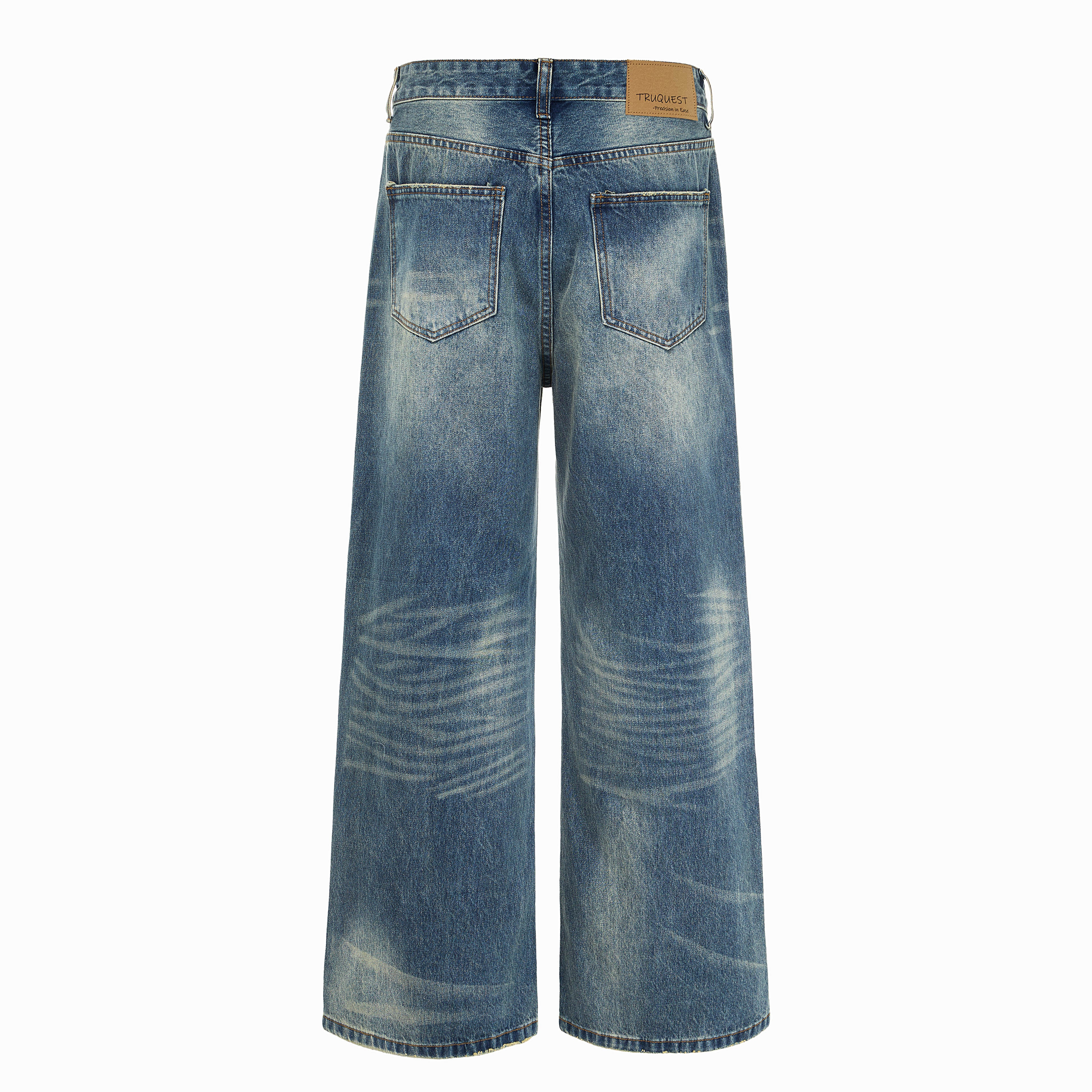DONOTLOGO Oversized Vintage Wash Denim Jeans - Unisex Baggy Trousers with Distressed Whisker Effect - Edgy Streetwear Bottom with Wide Leg Silhouette & Raw Hem