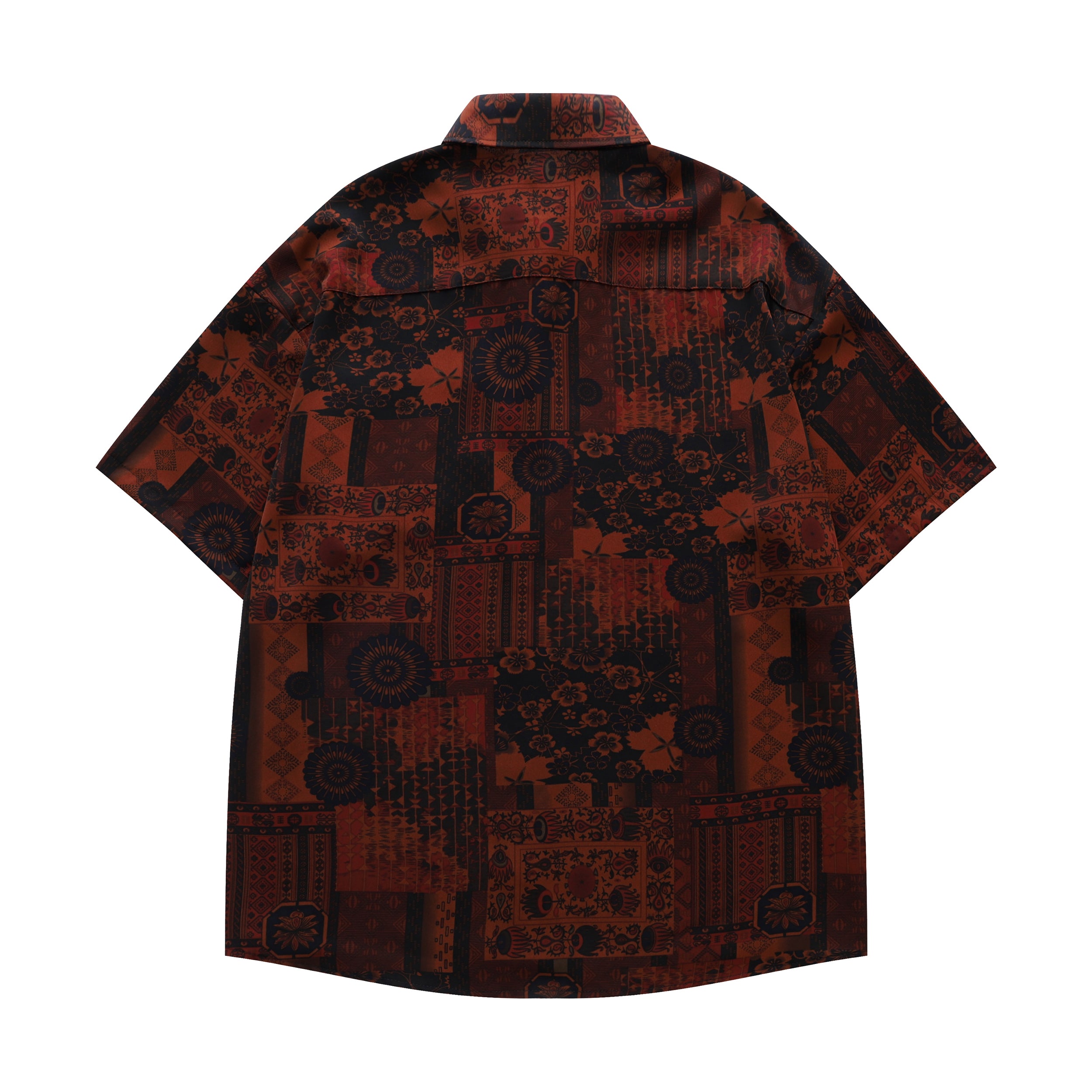 DONOTLOGO Urban Nomad Collection | Unisex Oversized Graphic Camp Collar Shirt | Retro Ethnic Block Print Summer Top