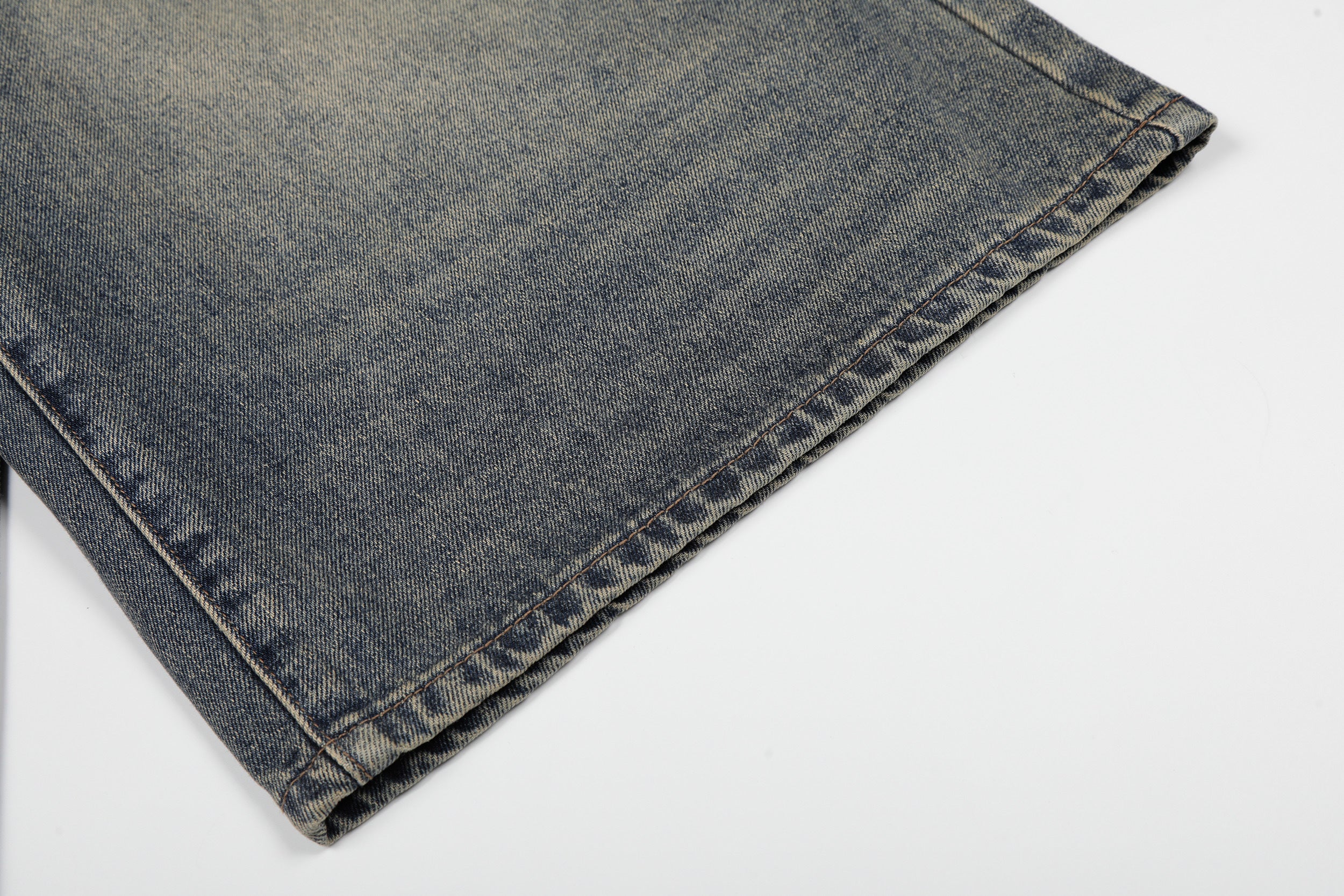 DONOTLOGO Vintage Denim Revival Collection | Unisex Relaxed Fit Washed Cropped Pants | Bold Contrast Stitching & Belt Loop Detail with Vintage Wash Finish