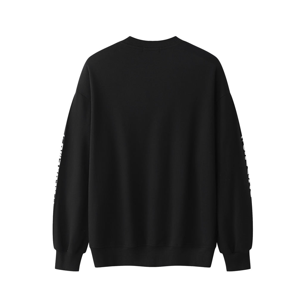 Unisex Street-Style Crewneck Pullover with Cracked Letter Print