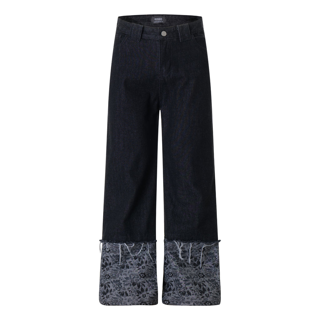 Unisex Distressed Patchwork Denim Jeans