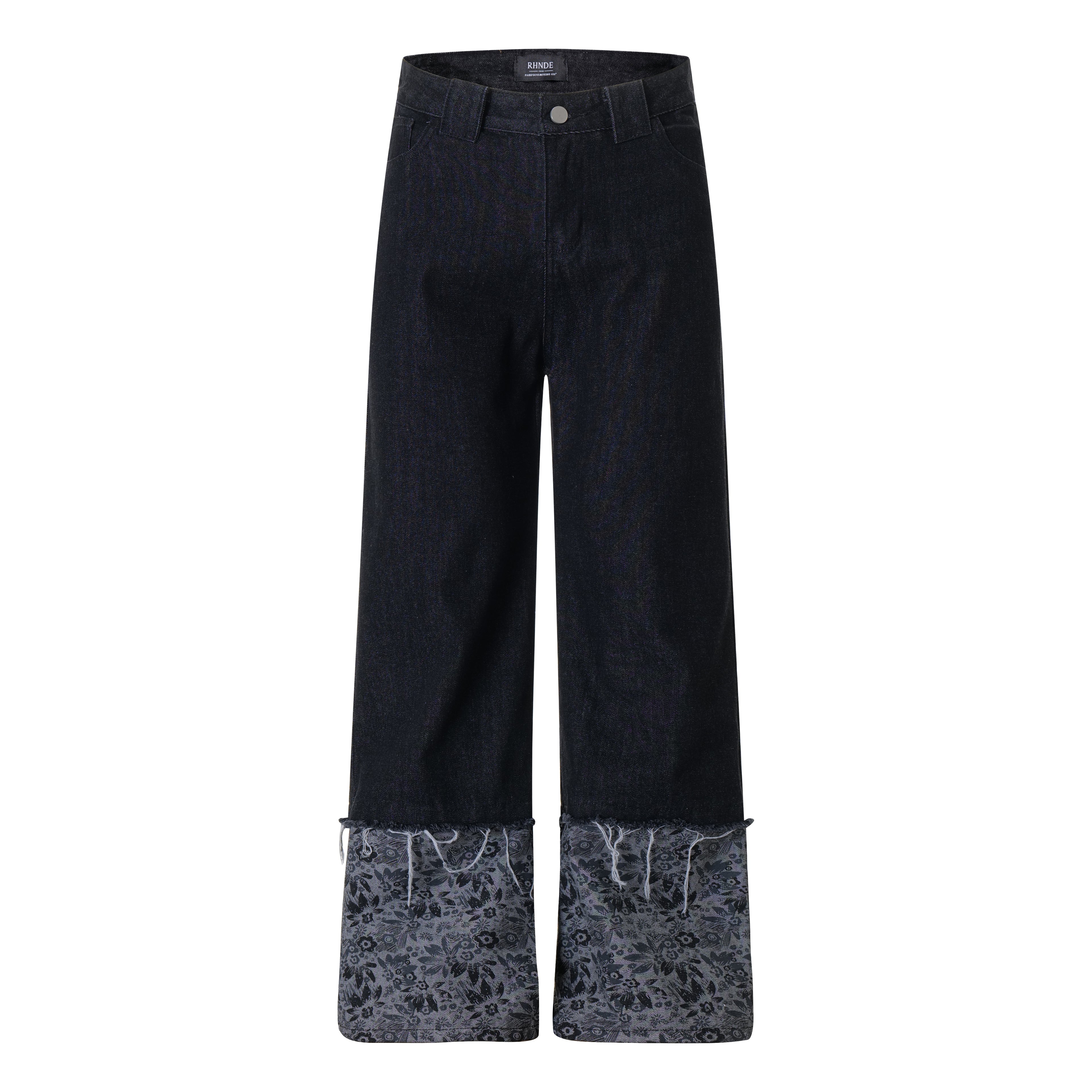 Unisex Distressed Patchwork Denim Jeans