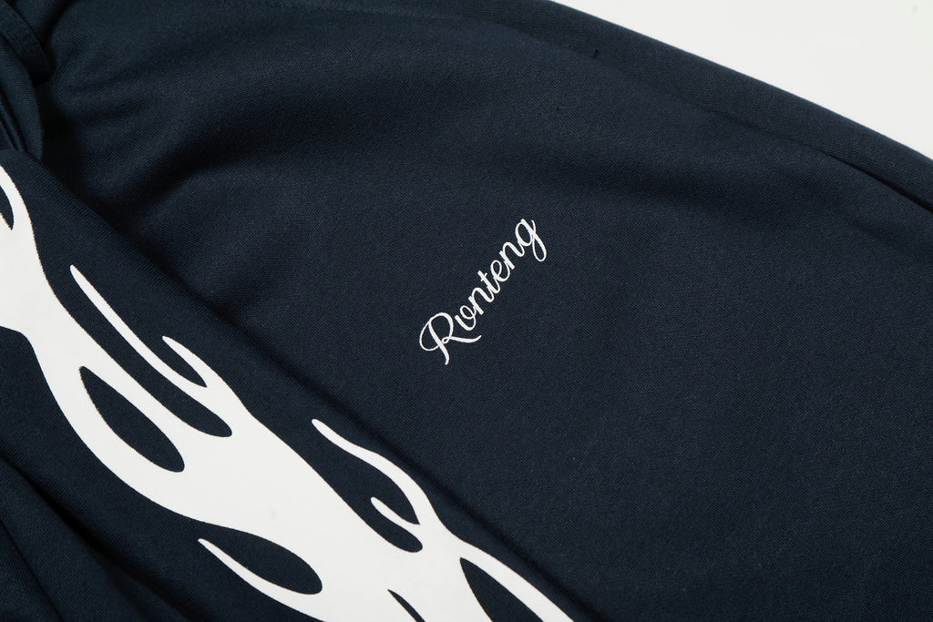 DONOTLOGO Urban Streetwear Collection | Unisex Relaxed Silhouette Sweatpants | Bold Flame Motif & Soft Cotton Knit Fabric