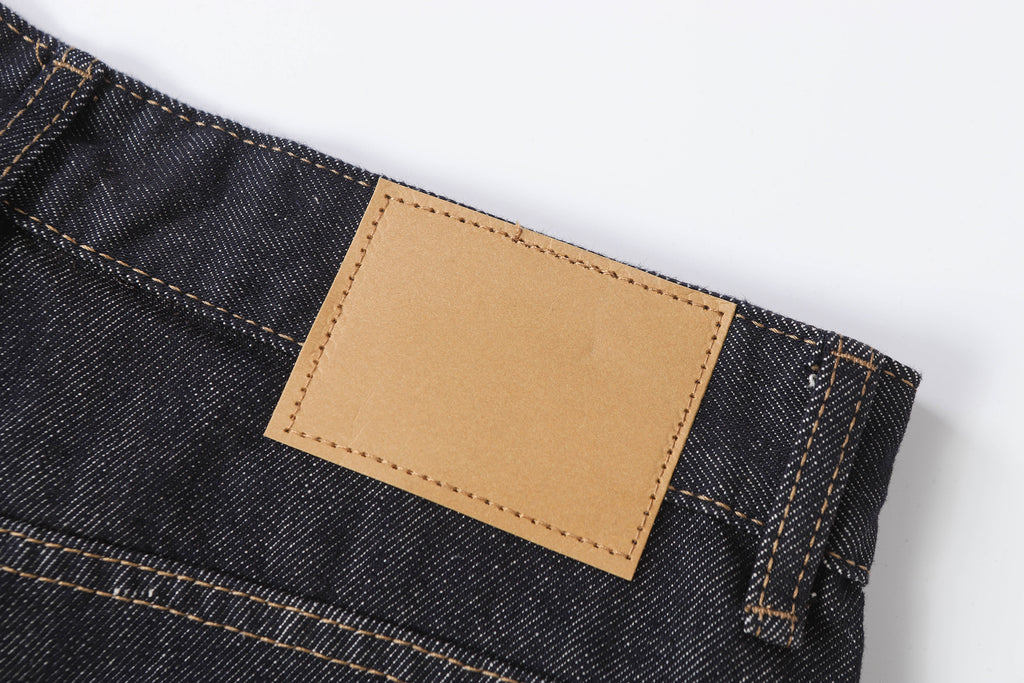 DONOTLOGO Retro Black Raw Denim Shorts | Unisex Y2K Wide Leg Trousers with Minimalist Design | High Street Relaxed Fit Bottoms