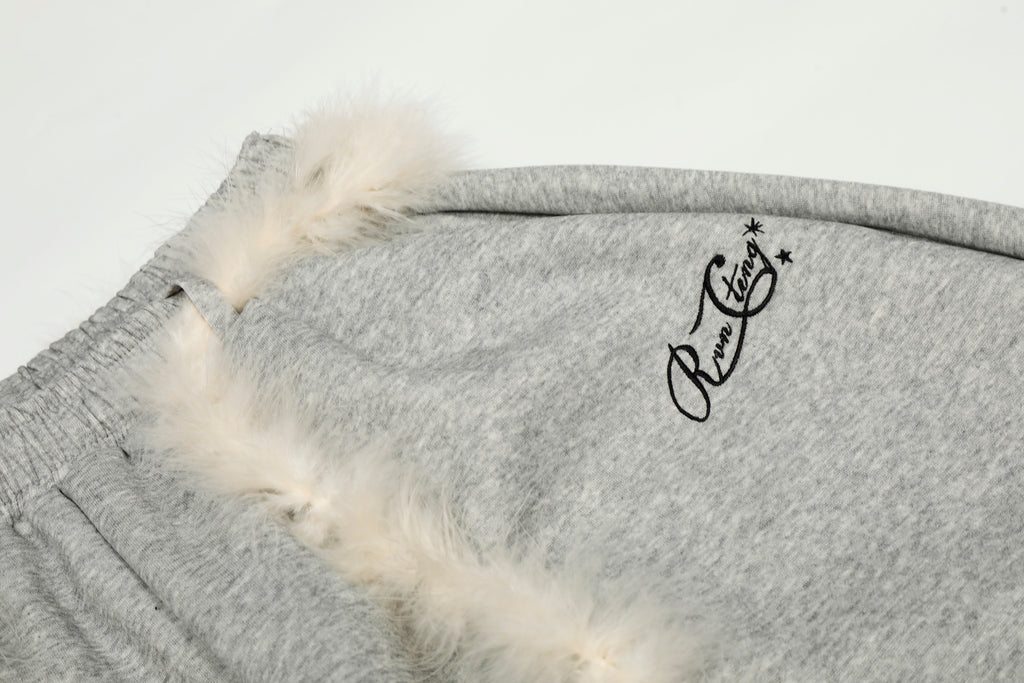 DONOTLOGO Urban Streetwear Collection | Unisex Relaxed Silhouette Sweatpants | Bold Faux Fur Motif & Soft Cotton Knit Fabric