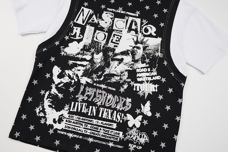 DONOTLOGO Live in Texas" Distressed Graphic Tee | Unisex Vintage Wash Star Pattern Shirt | NASCAR Joe Tour Merch Style