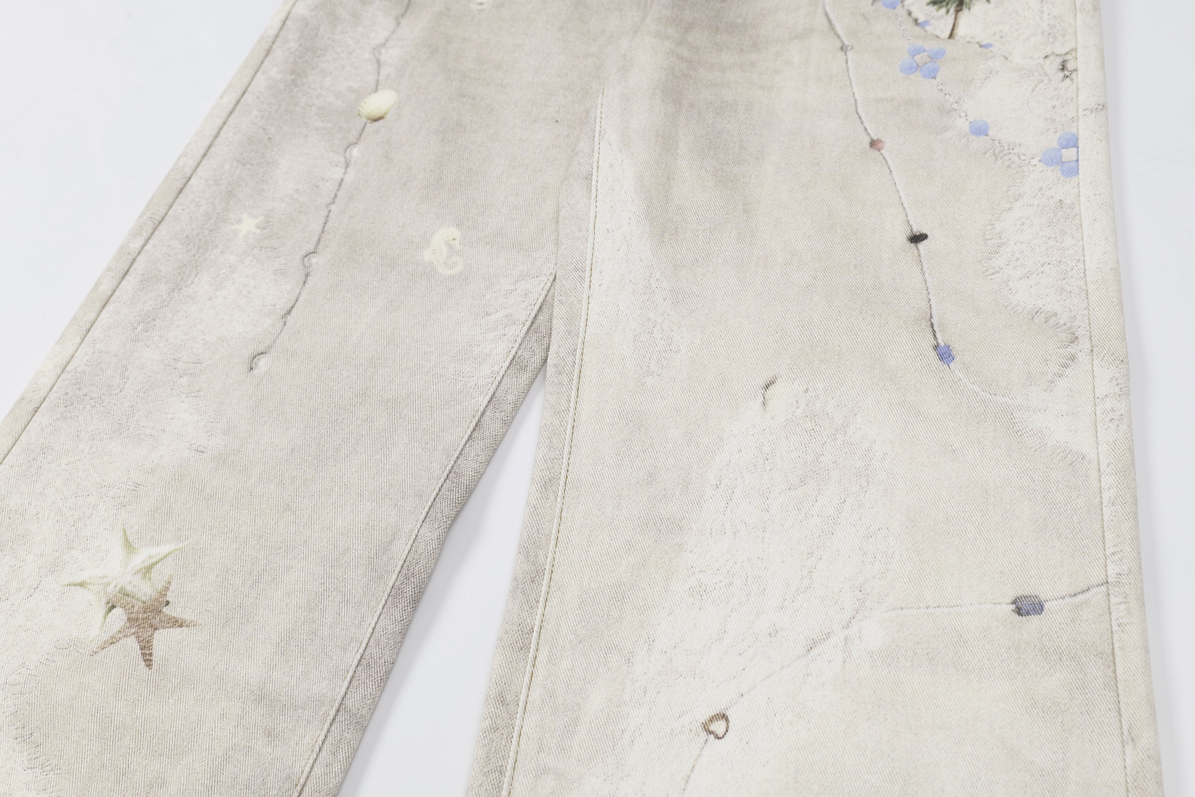 DONOTLOGO Unisex Off-White Distressed Wide-Leg Pants | Paint Splatter, Loose Fit | Summer Streetwear Must-Have