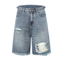 DONOTLOGO Unisex Vintage Ripped Denim Shorts | Raw Hem & Mid Wash | Summer Street Style Must-Have