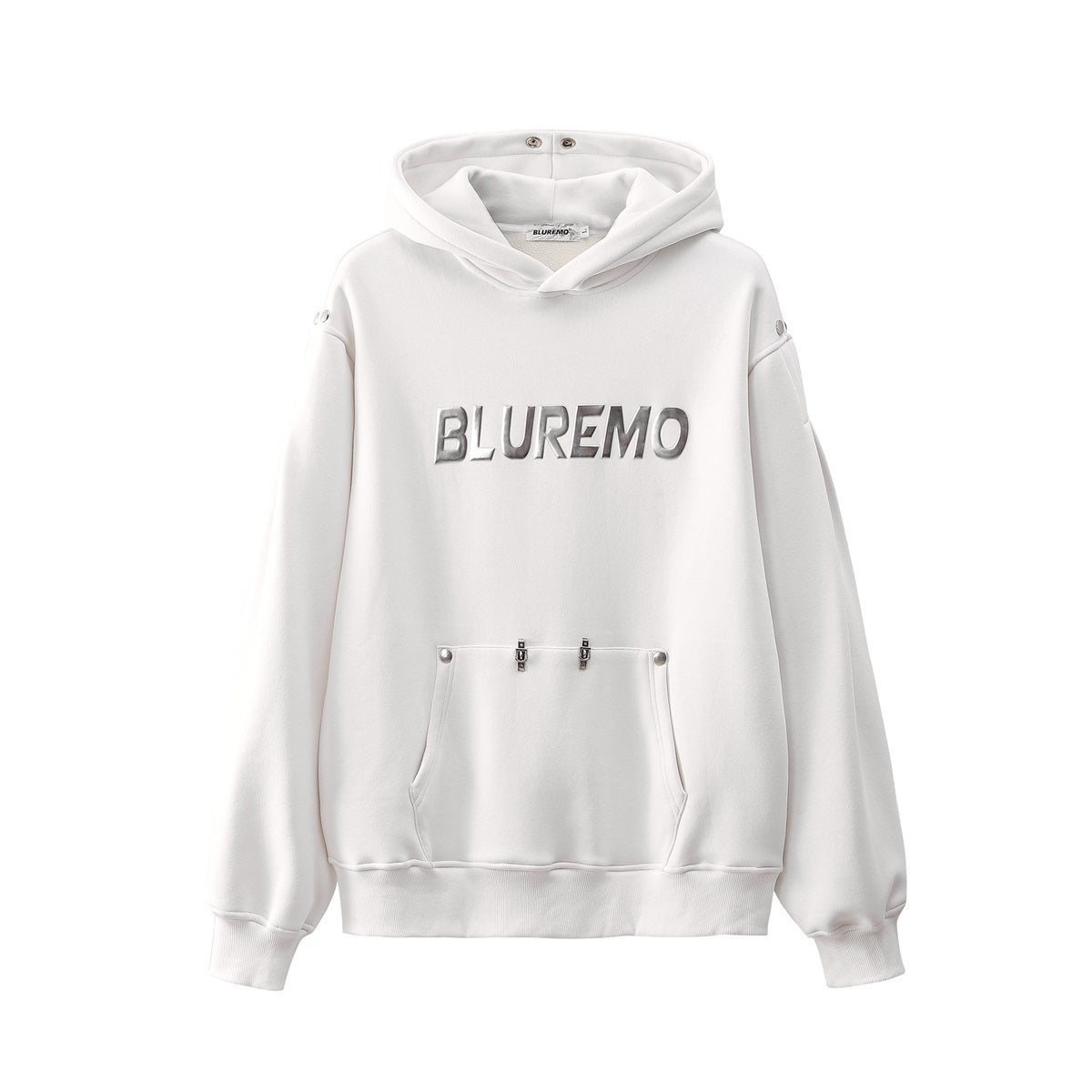 Unisex Streetwear Hoodie with Reflective Letter Print and Metal Buckles