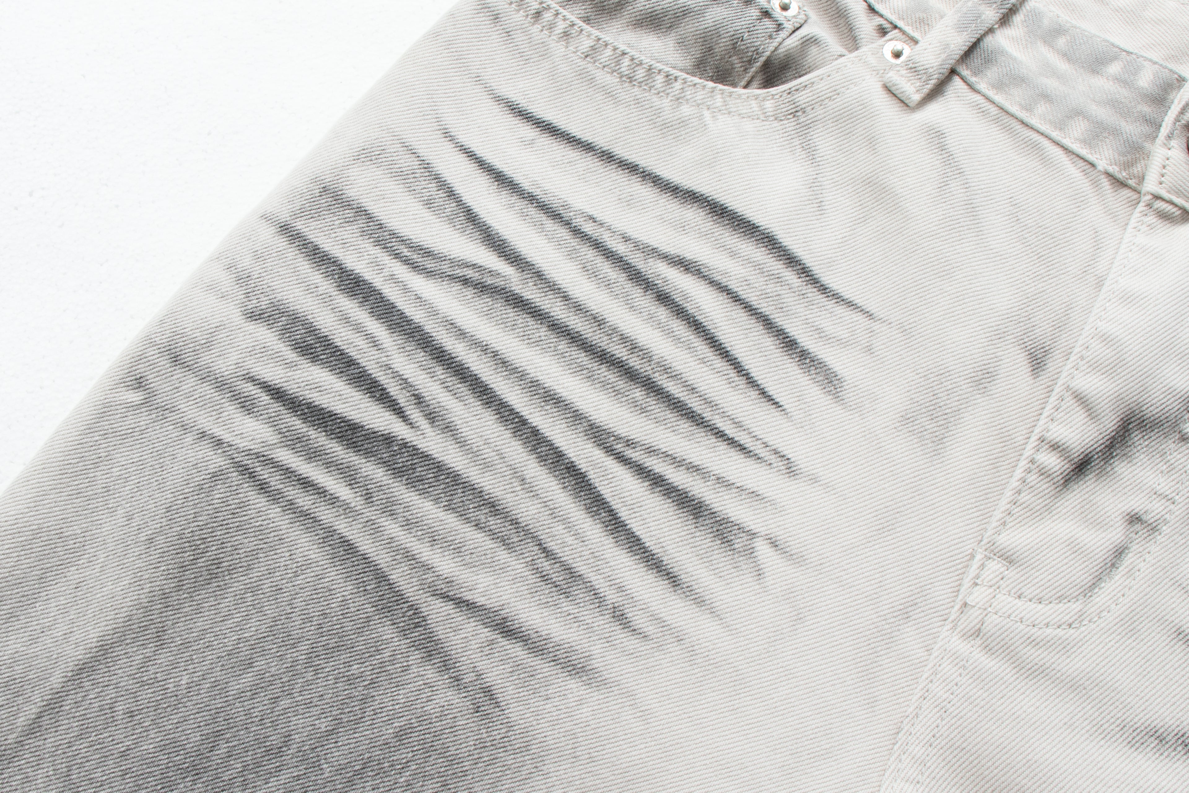 Dirty-Wash Distressed Micro-Flare Denim Jeans