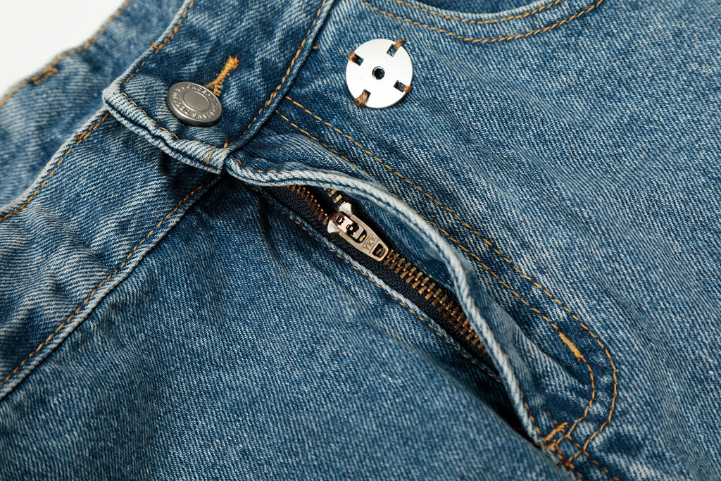 DONOTLOGO Urban Heritage Collection | Unisex Oversized Deconstructed Denim | Retro Aesthetic High-Rise Wide-Leg Bottoms with Authentic Diagonal Button & Folded Waist Detail