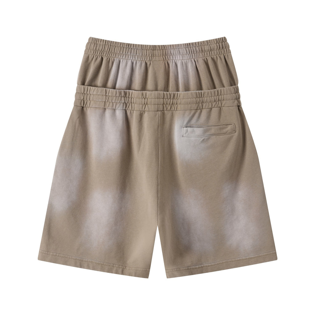 DONOTLOGO Unisex Double Waist Shorts | Snow Washed, Distressed | Drawstring Elastic High-Waist, Loose Fit