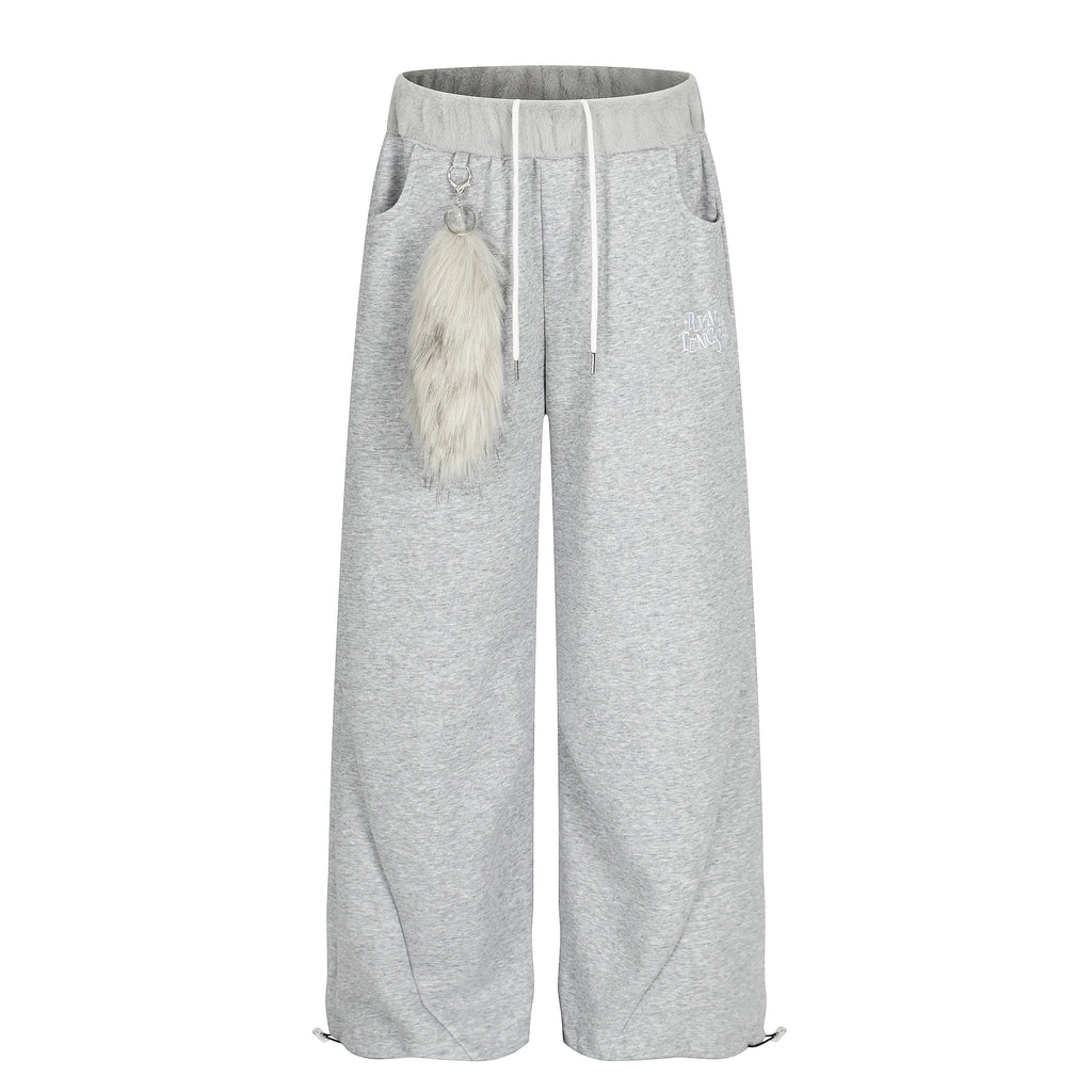 DONOTLOGO Urban Streetwear Collection | Unisex Relaxed Silhouette Sweatpants | Bold Faux Fur Motif & Soft Cotton Knit Fabric
