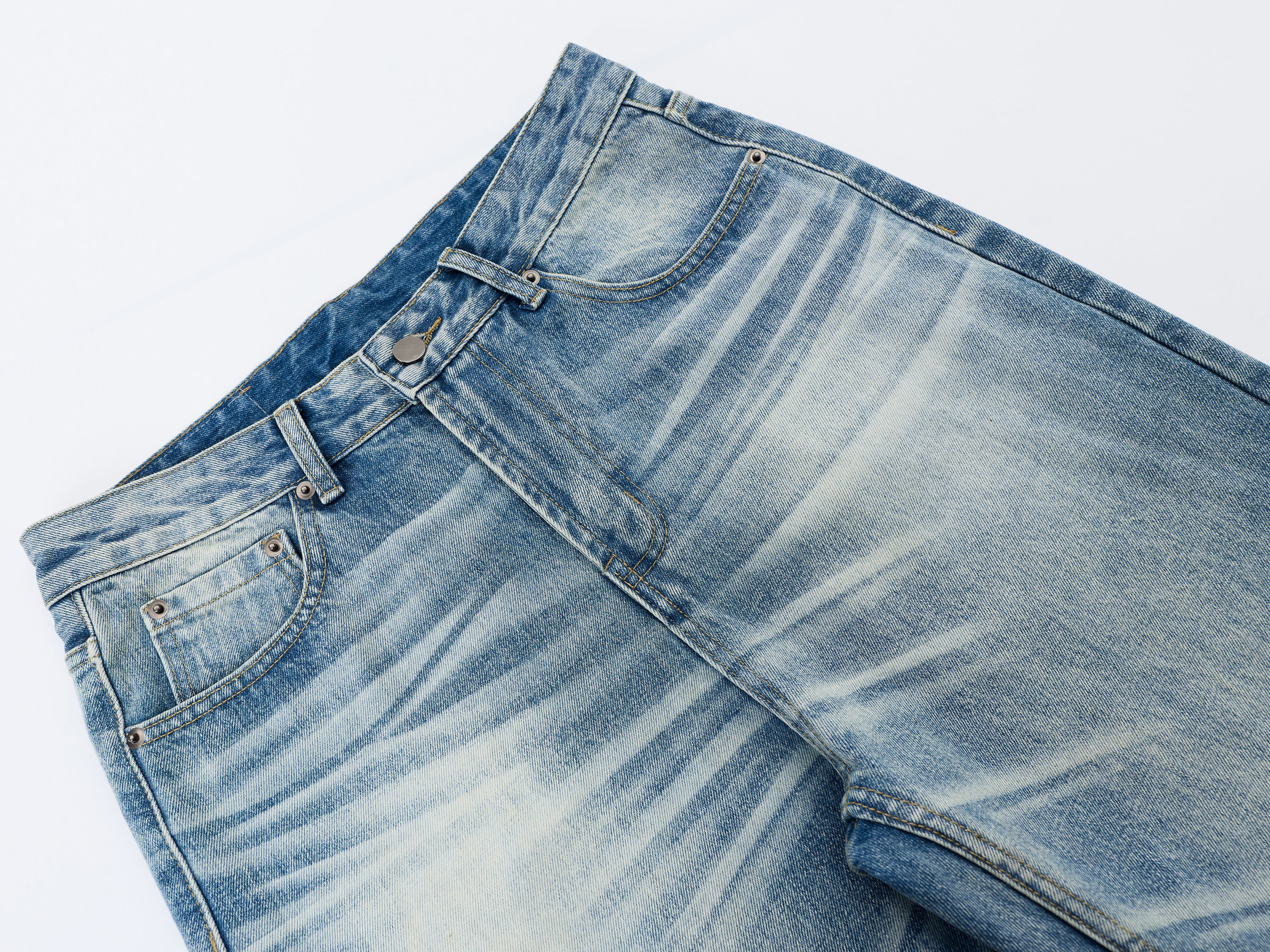 DONOTLOGO Oversized Light Wash Denim Jeans - Unisex Baggy Trousers with Distressed Whisker Effect - Edgy Streetwear Bottom with Wide Leg Silhouette & Raw Hem