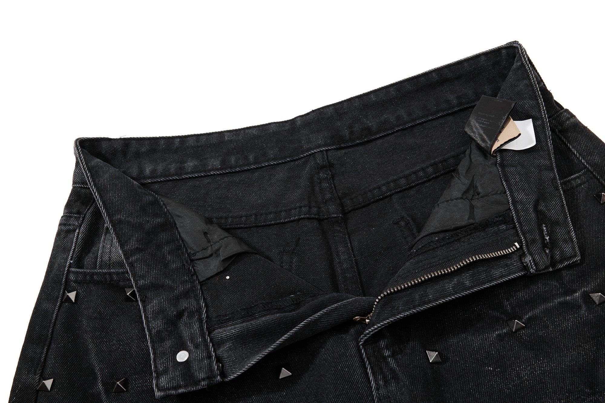 DONOTLOGO Heavy Studded Wide-Leg Denim | Unisex Y2K Punk Rock Rivet Jeans | Vintage Black High Street Oversized Trousers
