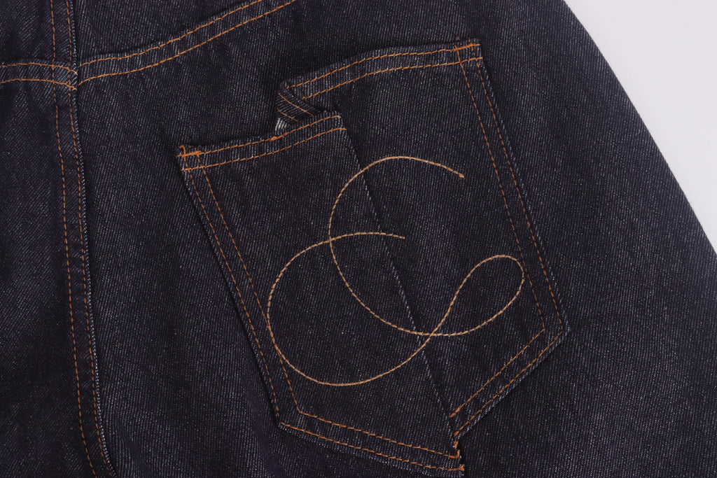 DONOTLOGO Retro Military Aesthetic | Unisex Oversized Balloon Jeans | Raw Indigo Denim with Functional Cargo Pockets & Embroidered Back Logo