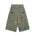 Unisex Multi-Pocket Floral Embroidered Cargo Pants