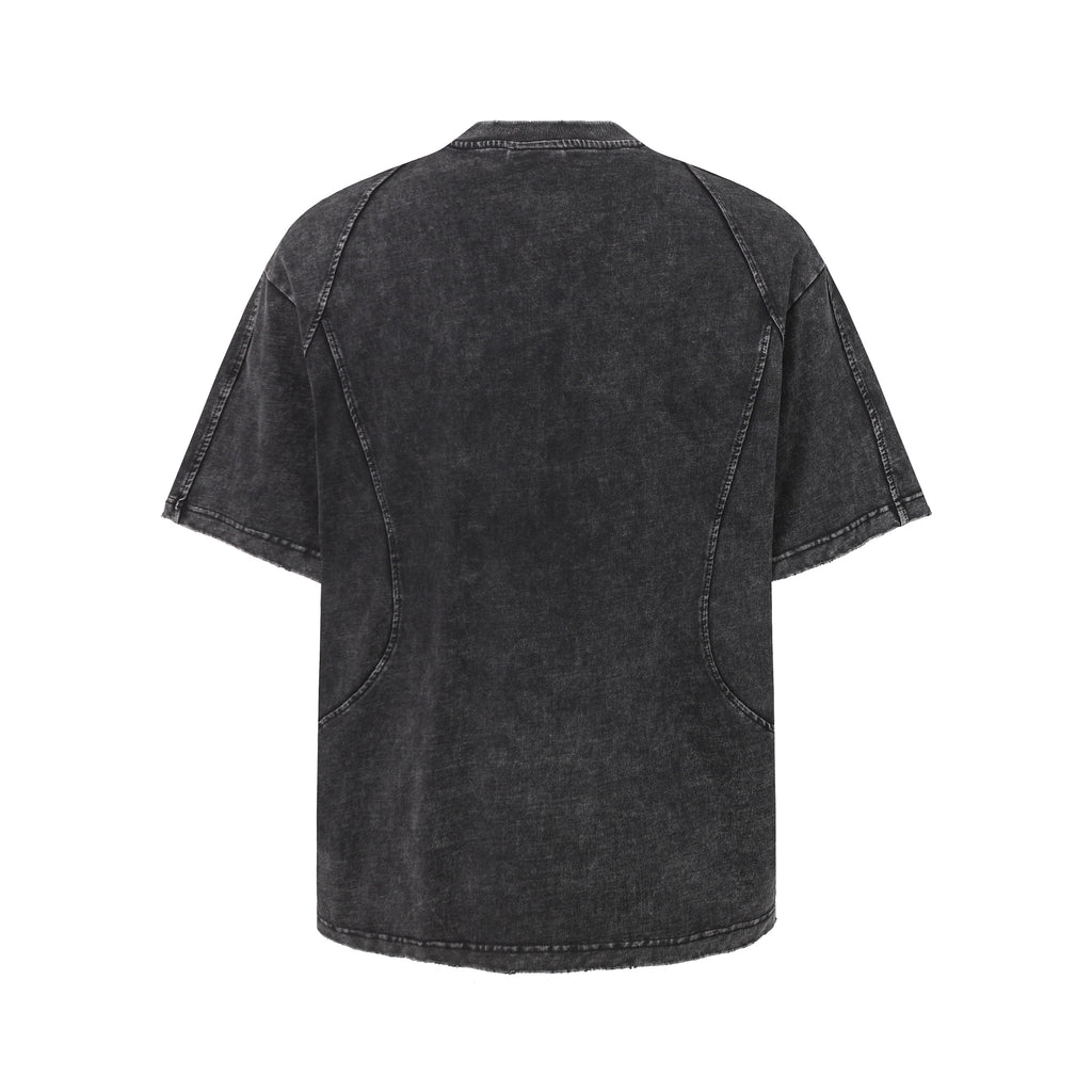 DONOTLOGO Urban Workwear Collection | Unisex Relaxed Fit Tee | Bold Panel Construction & Vintage Wash Motif with Soft Heavyweight Cotton