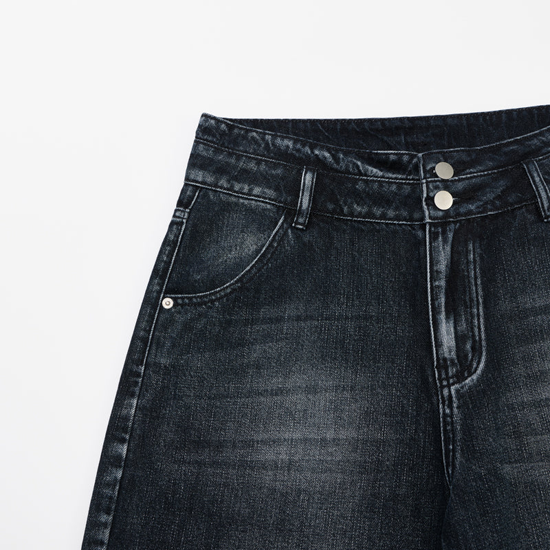 DONOTLOGO Urban Edge Collection | Unisex Relaxed Fit Denim Shorts | Bold Cat Whisker Seaming & Faded Wash Finish with Classic Cotton Denim Fabric