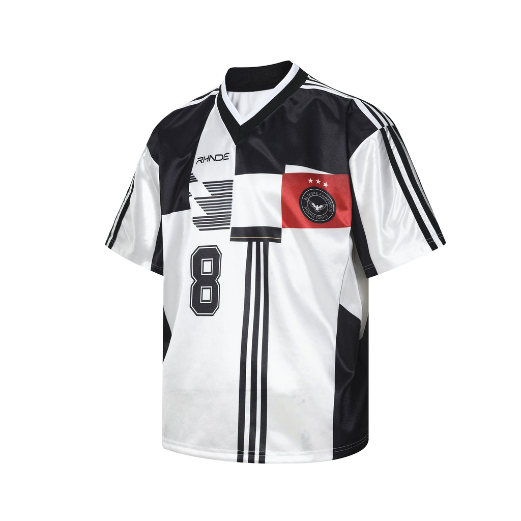 DONOTLOGO Unisex No. 8 Jersey Tee | Black & White Colorblock | Loose Fit Sport Streetwear Must-Have