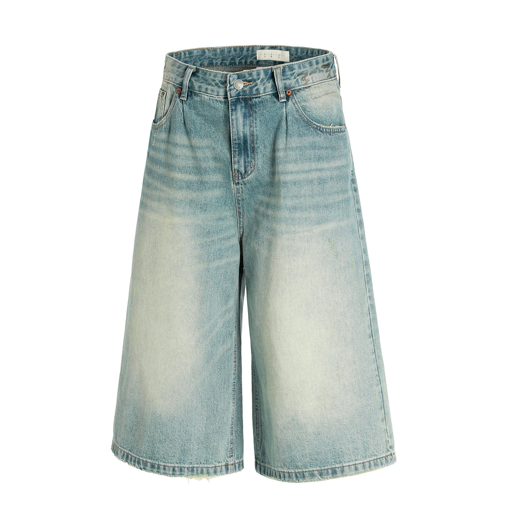 DONOTLOGO Urban Heritage Collection | Unisex Oversized Cropped Denim | Retro Aesthetic High-Rise Wide-Leg Bottoms with Authentic Fade Detail