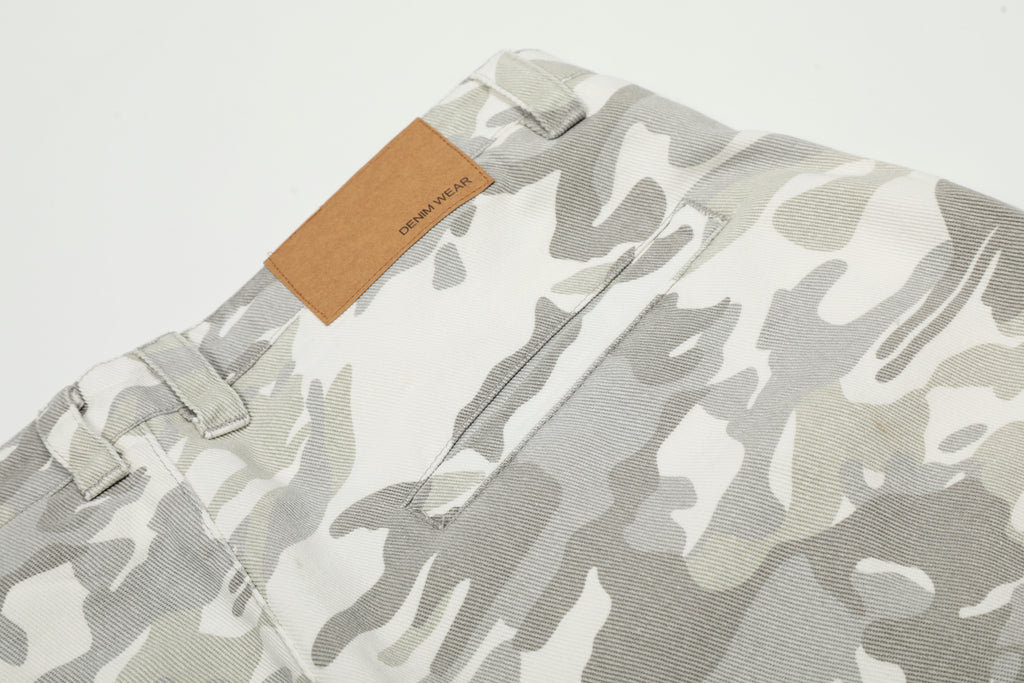 Unisex Distressed Snow Camo Pants