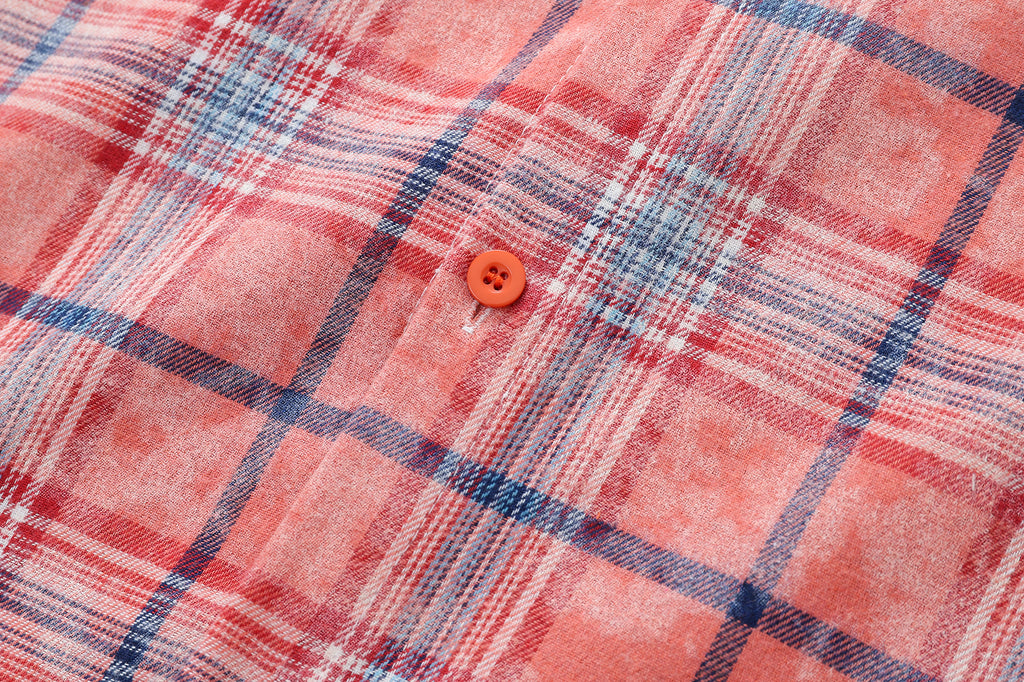 DONOTLOGO Unfailing Retro Grid Shirt | Unisex Oversized Summer Streetwear | Acid Wash Red Tartan Top