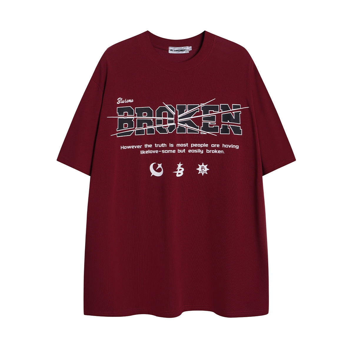 Unisex Street-Style Cracked Letter Graphic T-Shirt