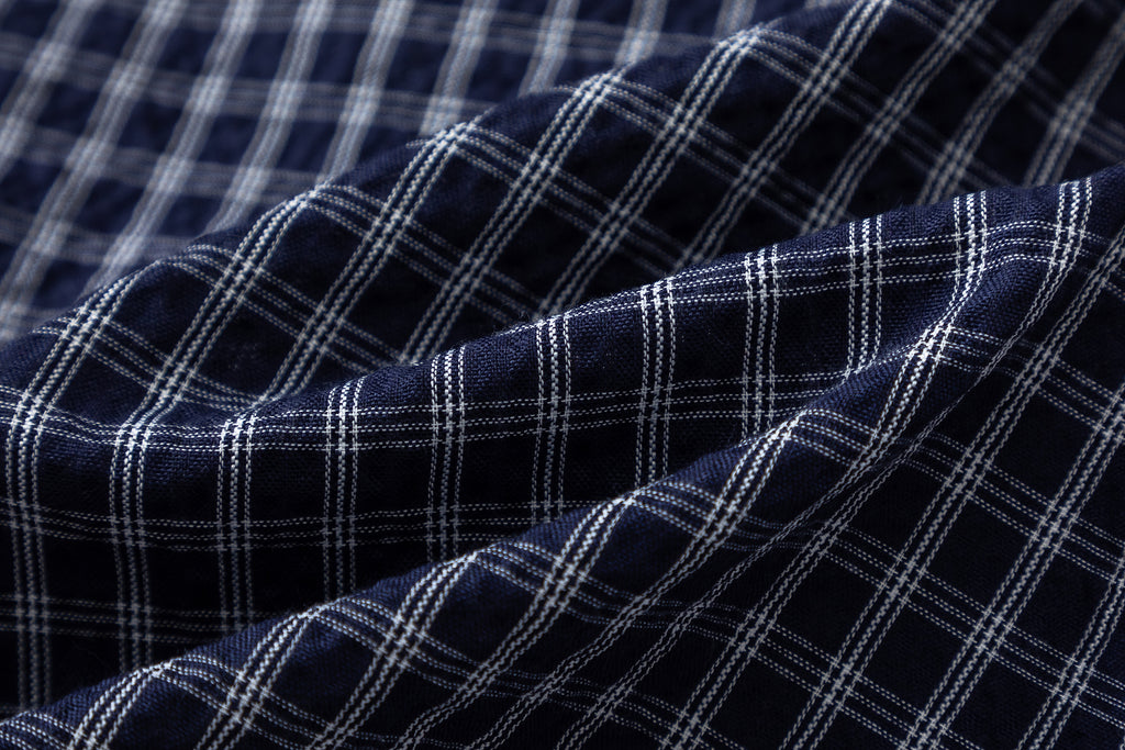 DONOTLOGO Unisex Dark Blue Plaid Shirt | Loose Fit, Japanese Retro Style | Summer Essential