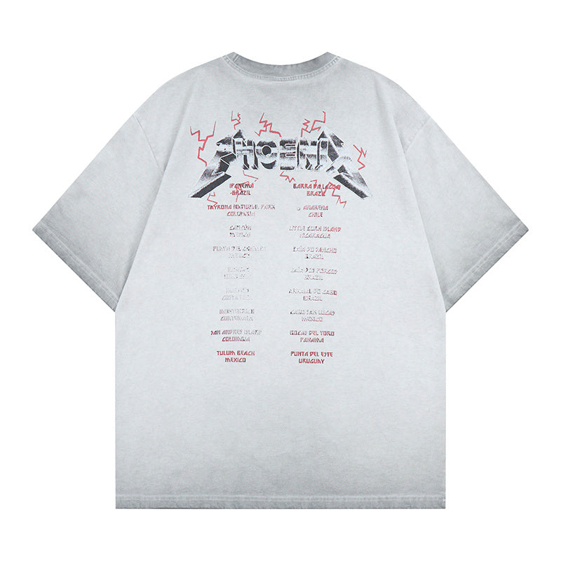 DONOTLOGO Deconstructed "Cyberpunk Let's Rock" Graphic Tee - Unisex Vintage Washed Streetwear T-Shirt - Edgy Oversized Top with Retro Punk Aesthetic