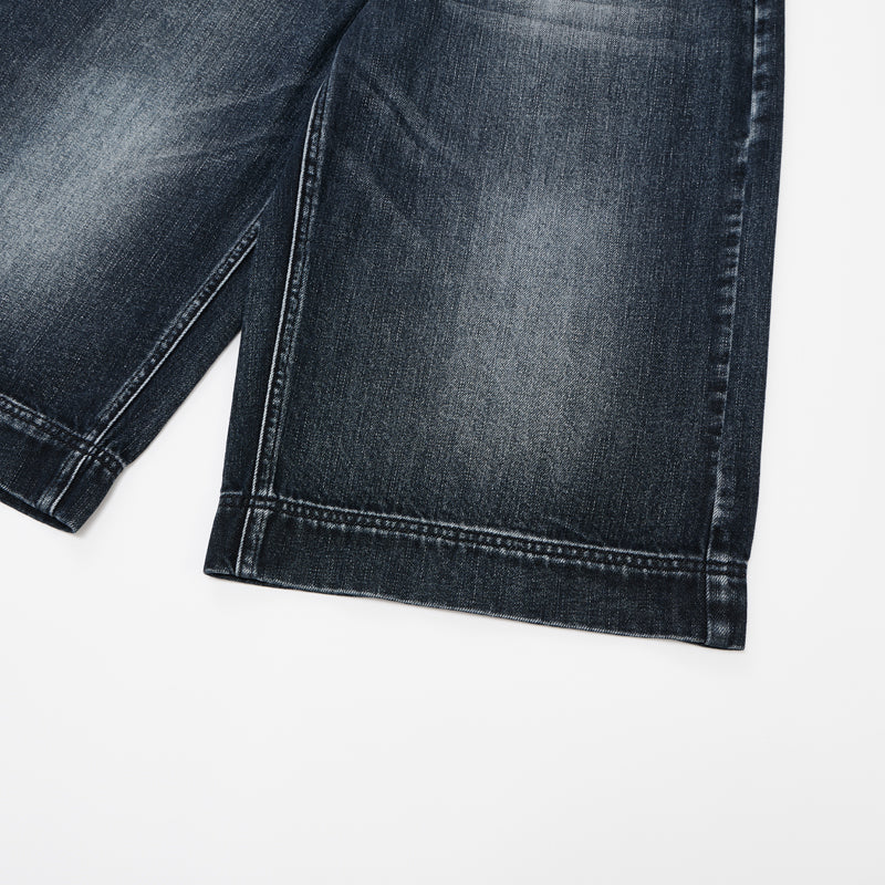 DONOTLOGO Urban Edge Collection | Unisex Relaxed Fit Denim Shorts | Bold Cat Whisker Seaming & Faded Wash Finish with Classic Cotton Denim Fabric